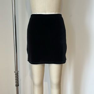 Vintage Black Stretch Velvet Mini Skirt